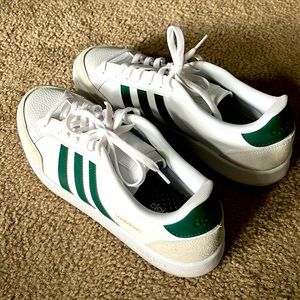White w/green stripes Adidas Grand Court SE